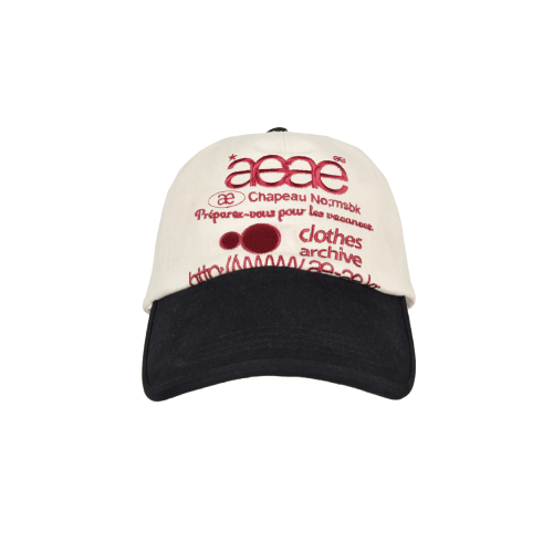 AEAE  WEB LOGO 5 PANNEL BALL CAP - [ECRU/BLACK]