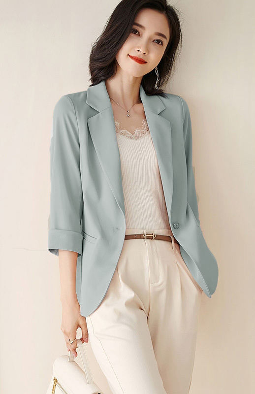 單釦七分袖西裝外套 五色