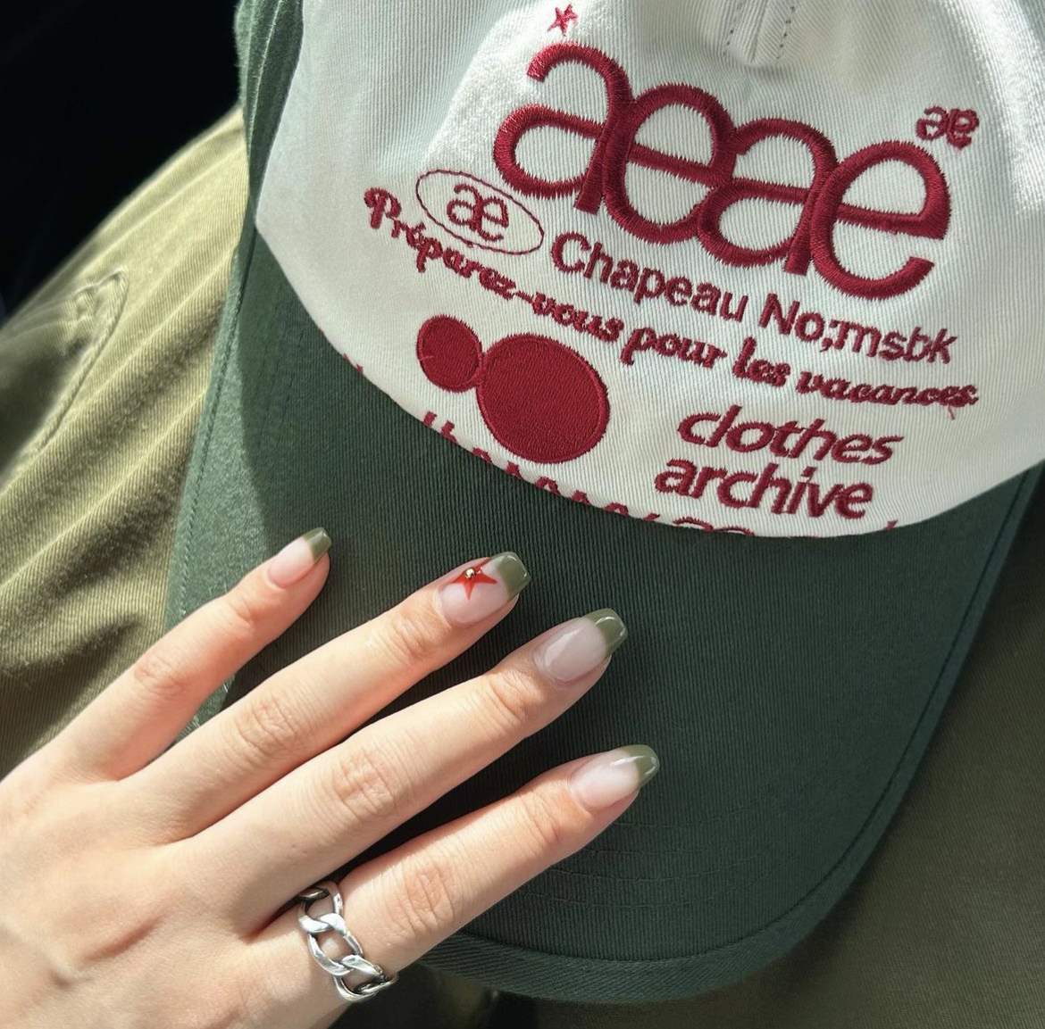 AEAE  WEB LOGO 5 PANNEL BALL CAP - [GREEN]