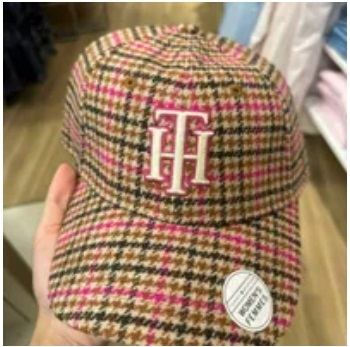 [S] TOMMY HILFIGER 69J9281 WOMEN TH INITIAL EMBROIDERY BASE BALL CAP,MULTICHECK, 197232067113 (STH369)