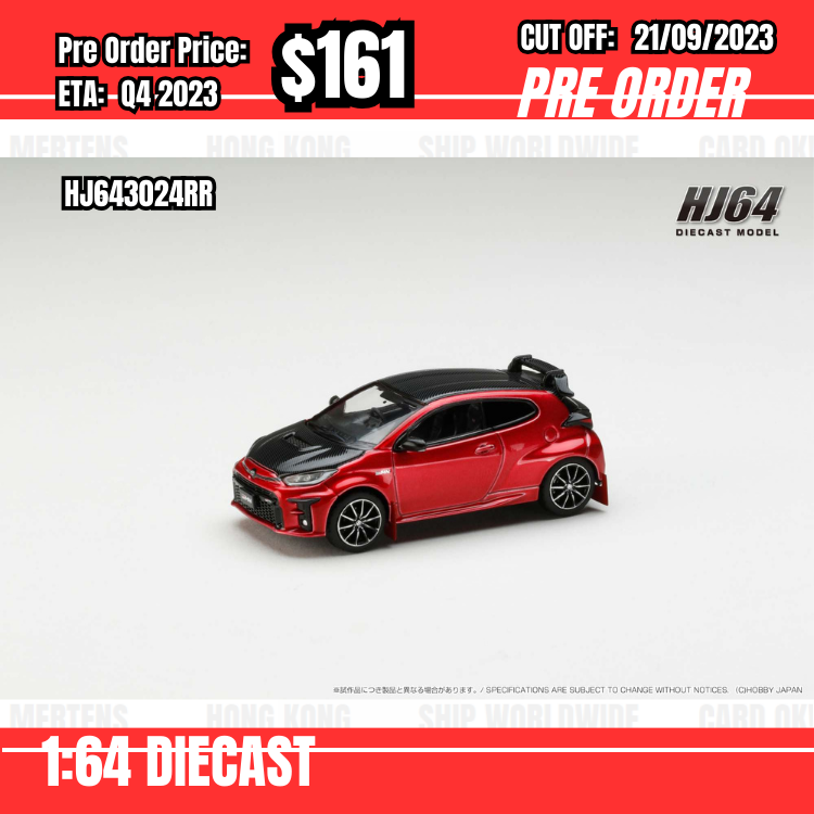 PO-$161 * Hobby Japan * 1:64 Toyota GRMN YARIS RALLY PACKAGE with GR Parts EMOTIONAL RED II HJ643024RR [OD17/09]