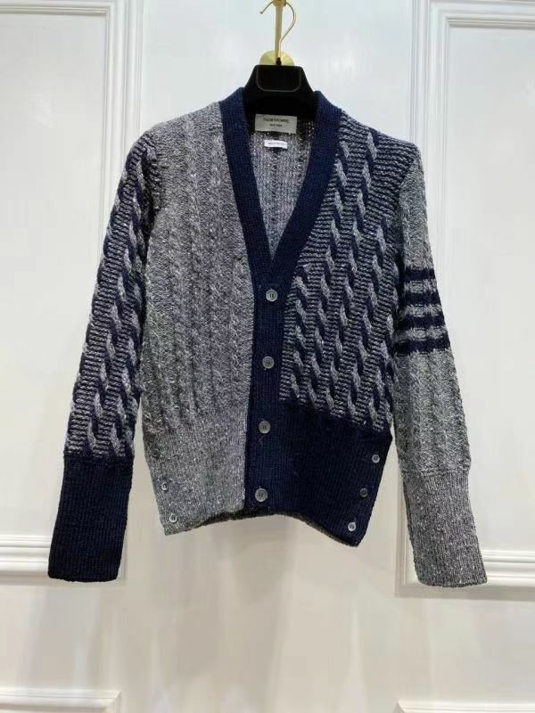 Thom Browne 拼色v領針織開衫 MKC486F Y1506    035 -T