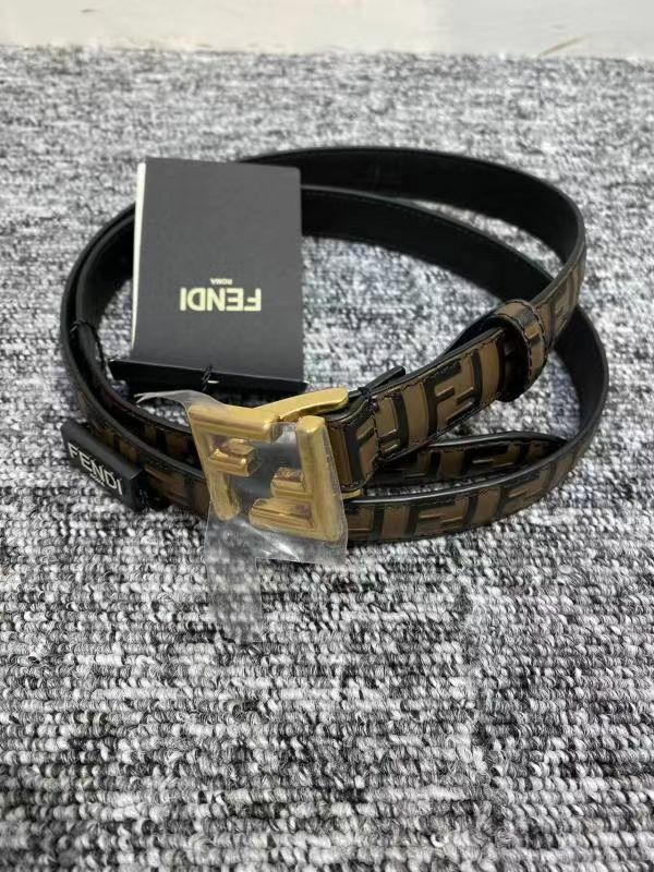 Fendi  女款棕色FF浮雕印花腰帶 8C0648  AQ1J   F1N1Y -T