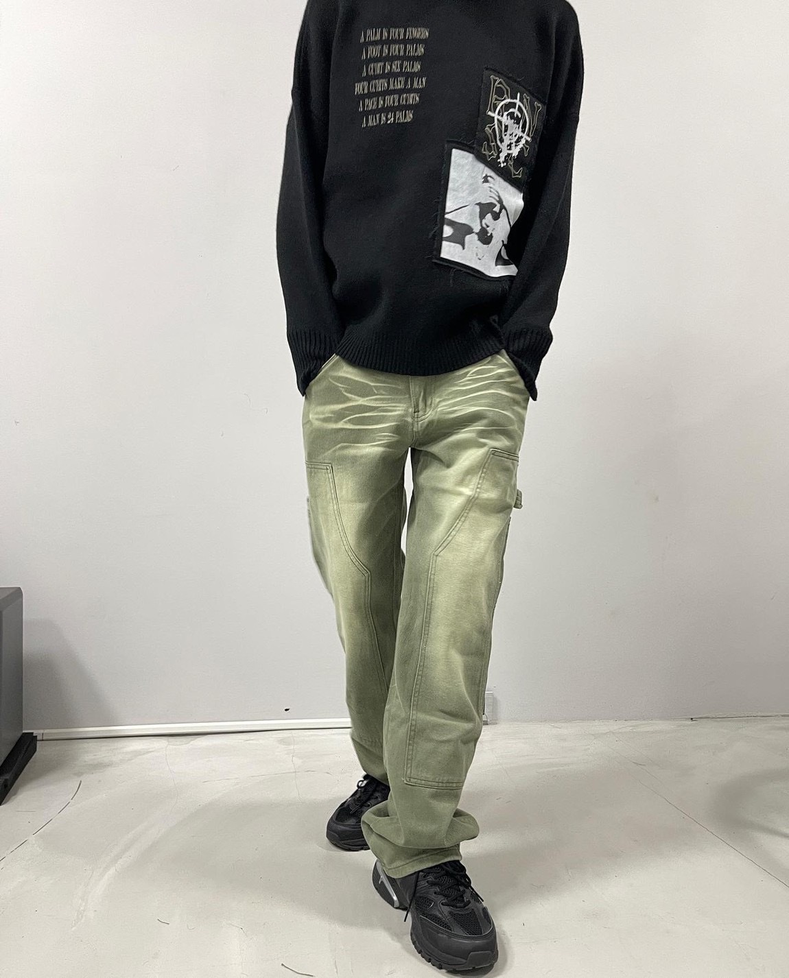 RENAISSANCE 限定單品 質感水洗灰 荊棘爪紋 拼接Vibe 牛仔褲  ‘’ Washed Work Pants ‘’