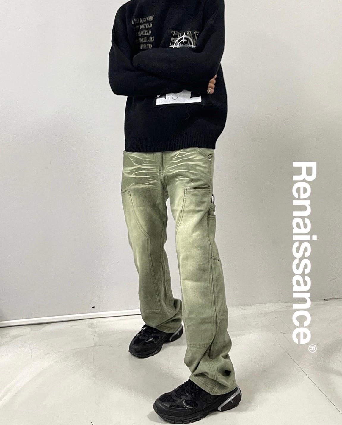 RENAISSANCE 限定單品 質感水洗灰 荊棘爪紋 拼接Vibe 牛仔褲  ‘’ Washed Work Pants ‘’
