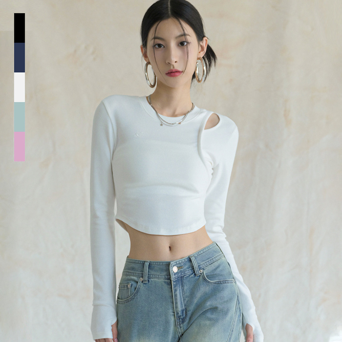 AVANDRESS Hole-Cut Crop Long Sleeve