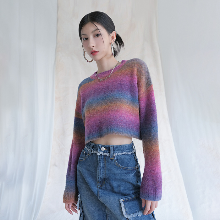 AVANDRESS Wool Gradation Crop Knit