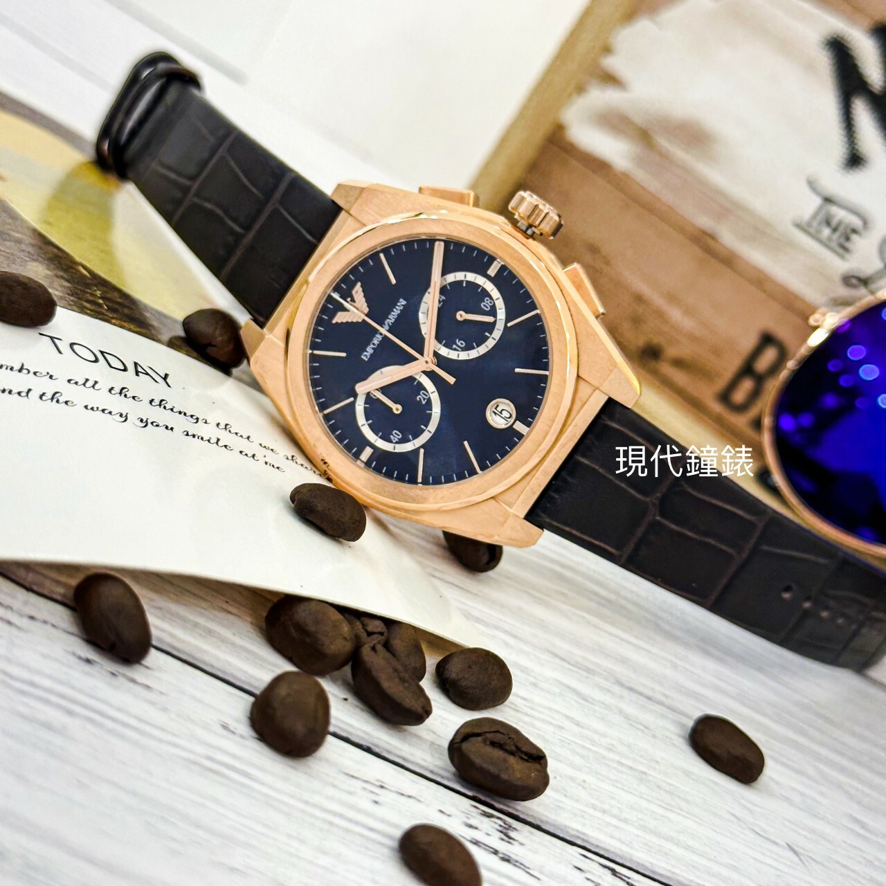 【EMPORIO ARMANI】Federico 爵士撞色雙眼腕錶 AR11563 43mm 現代鐘錶