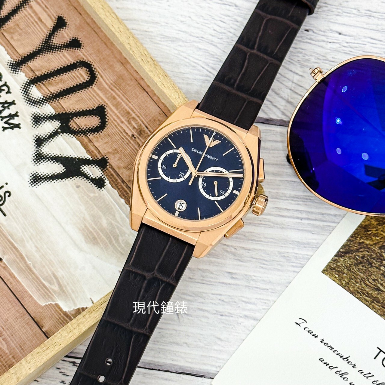 【EMPORIO ARMANI】Federico 爵士撞色雙眼腕錶 AR11563 43mm 現代鐘錶