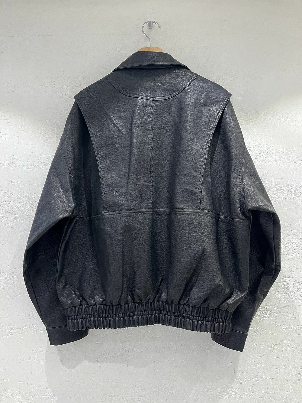 恤衫領淨色合成皮褸 10.GVTY-0040JK