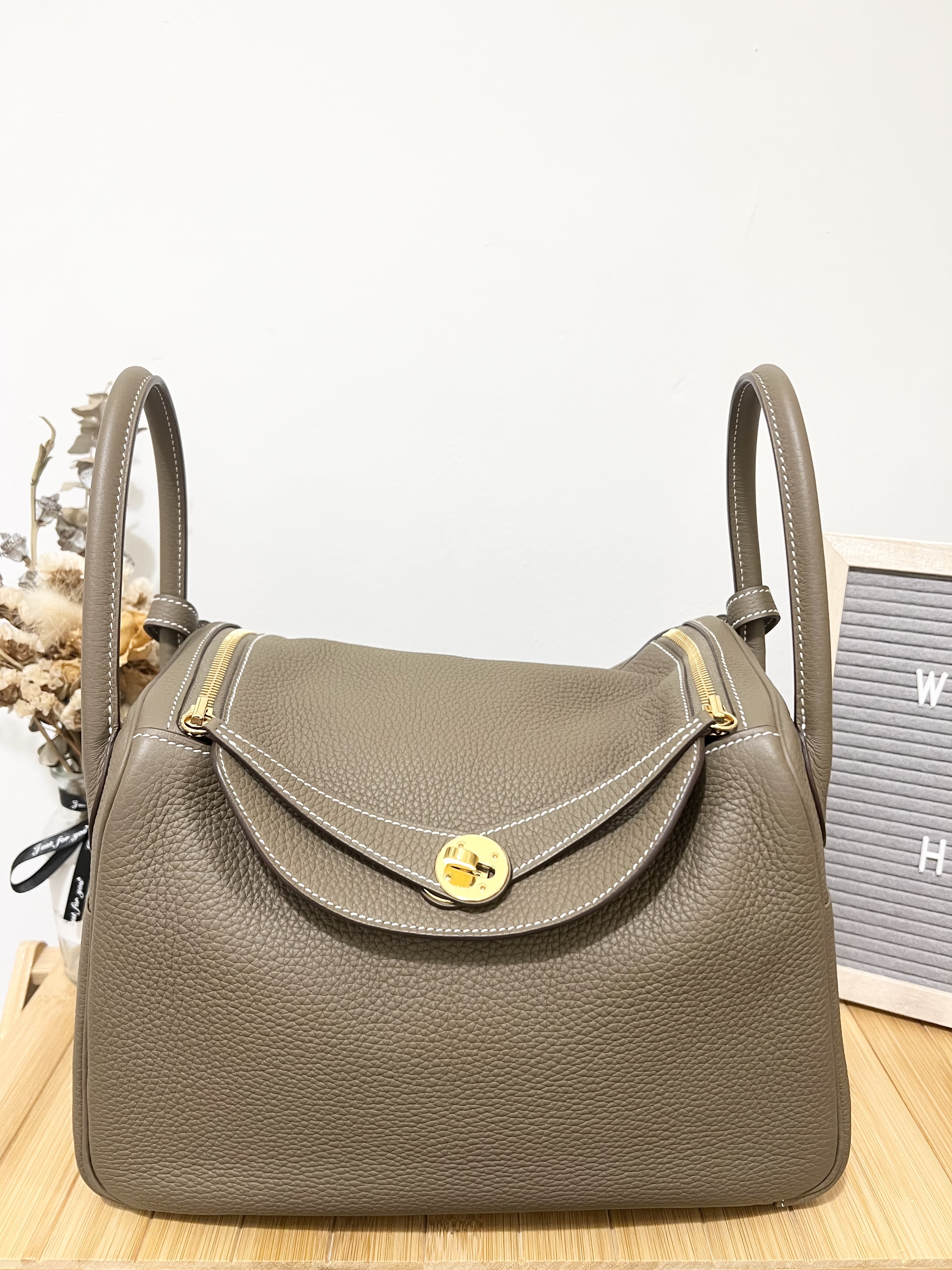 Hermes Lindy 30 / Stamp D/ Etoupe/ GHW