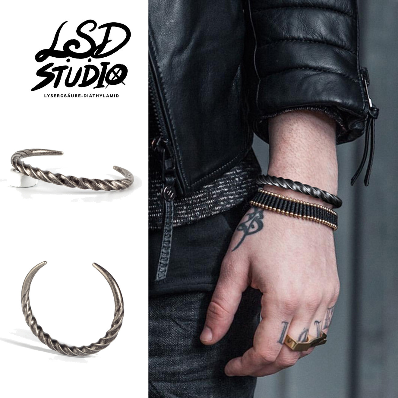 【ACCW008】牛角旋轉設計簡約手環