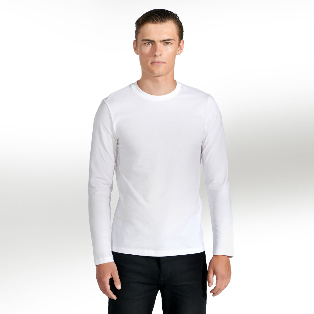 Bread ＆ Boxers Crew-Neck Cotton 純有機棉男用長袖圓領Ｔ- 白