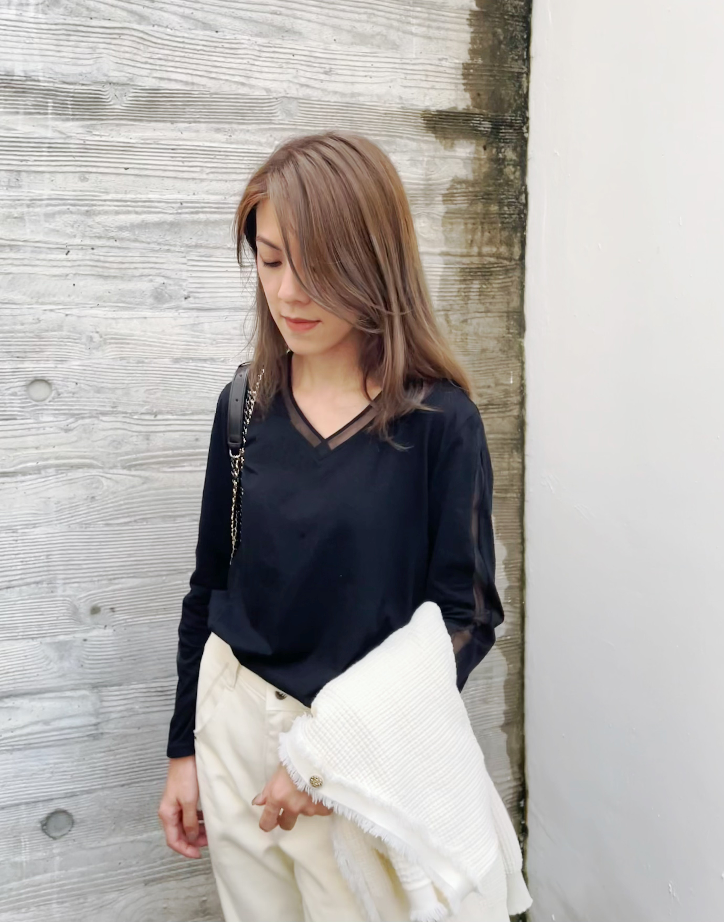 Mesh Trimmed Long Sleeve Top_TP229L11