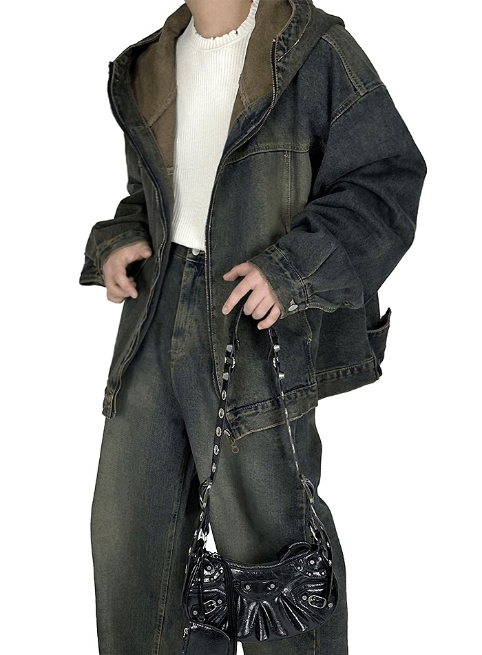 凱林連帽牛仔拉鍊夾克