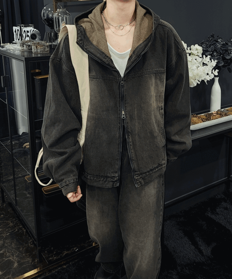 凱林連帽牛仔拉鍊夾克