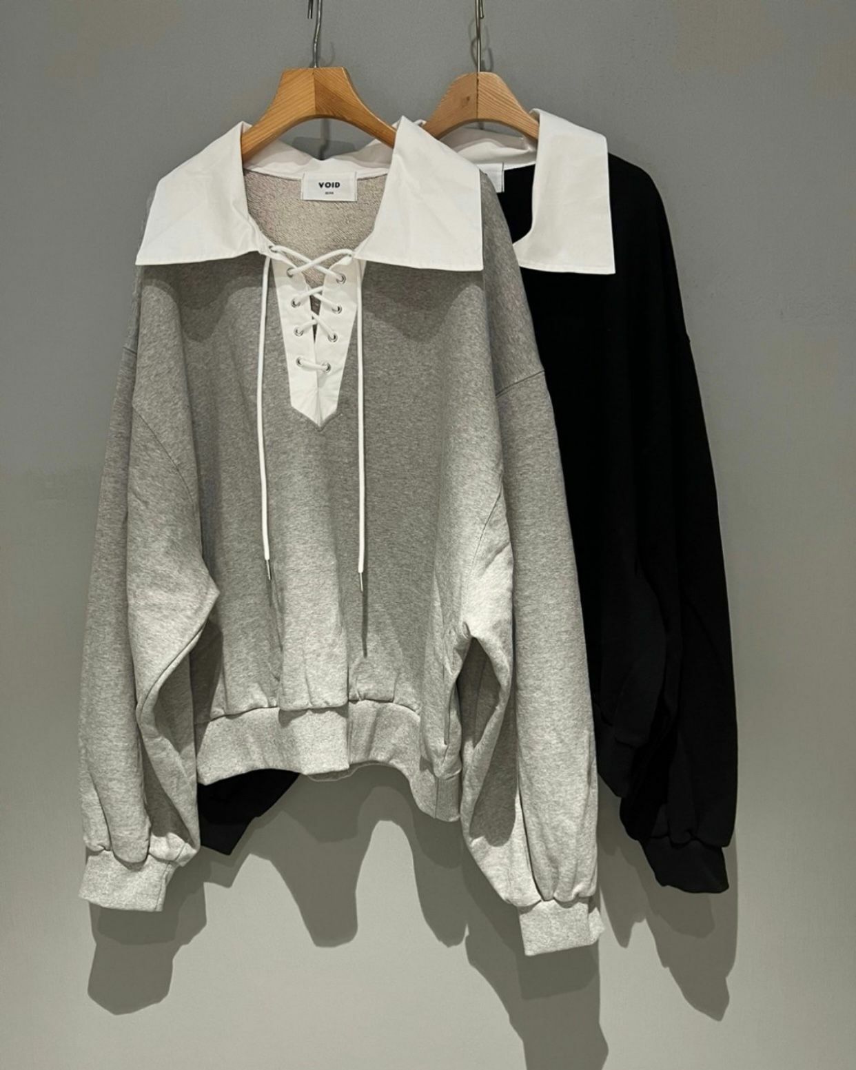 恤衫領拼色半開胸衛衣 VOID-002T