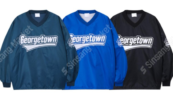 V領鬥犬寬版斜紋運動衫大學T