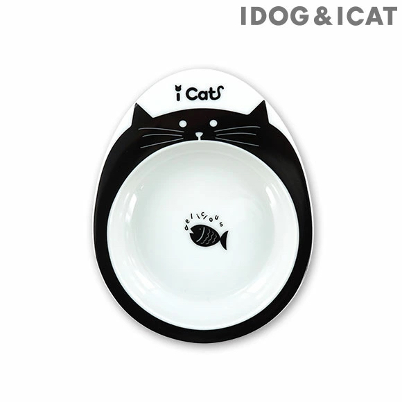 【iDog & iCat】Cat food shallow bowl 《Made In Japan》