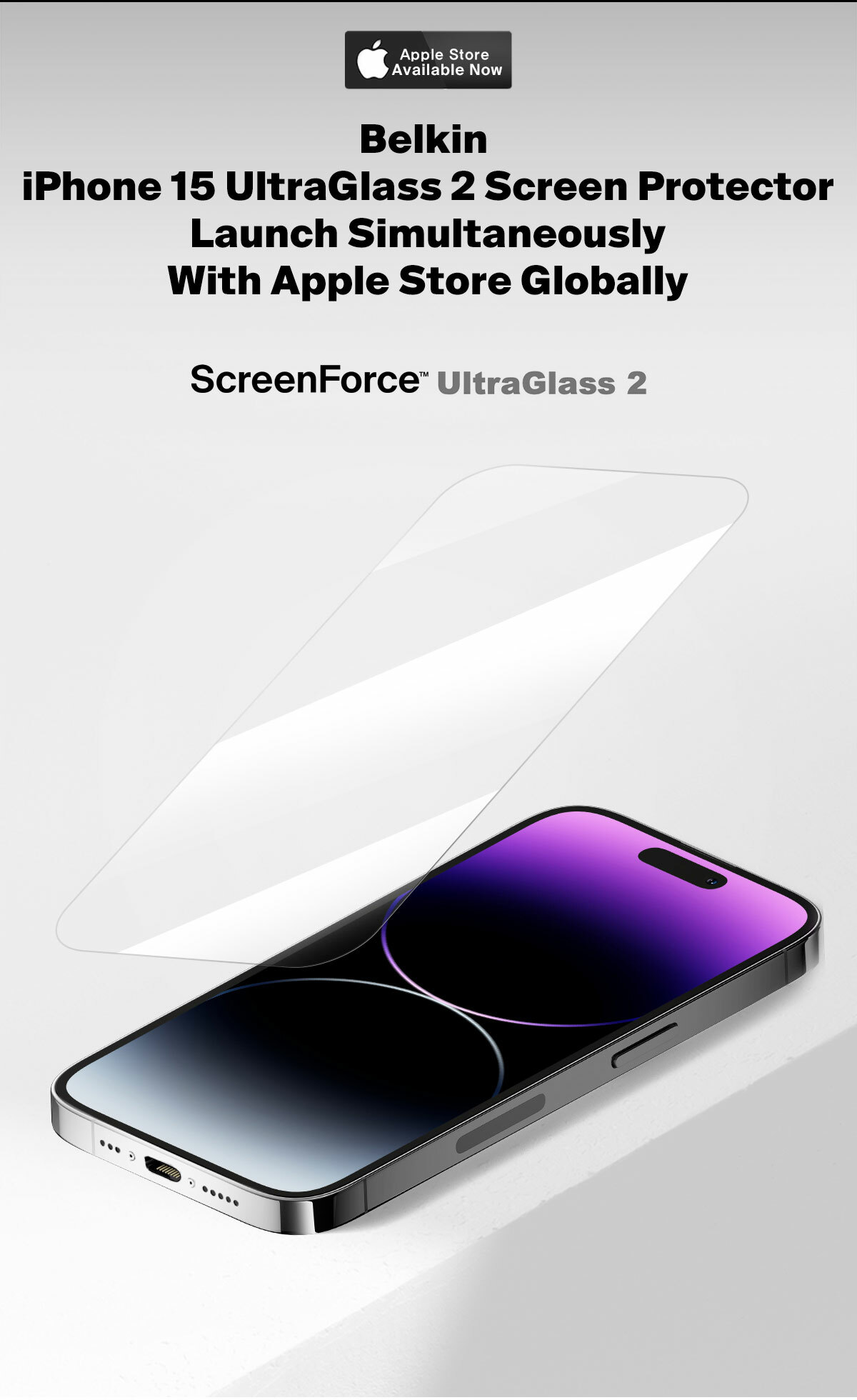 Belkin UltraGlass 2 Screen Protector for iPhone 15 - Apple
