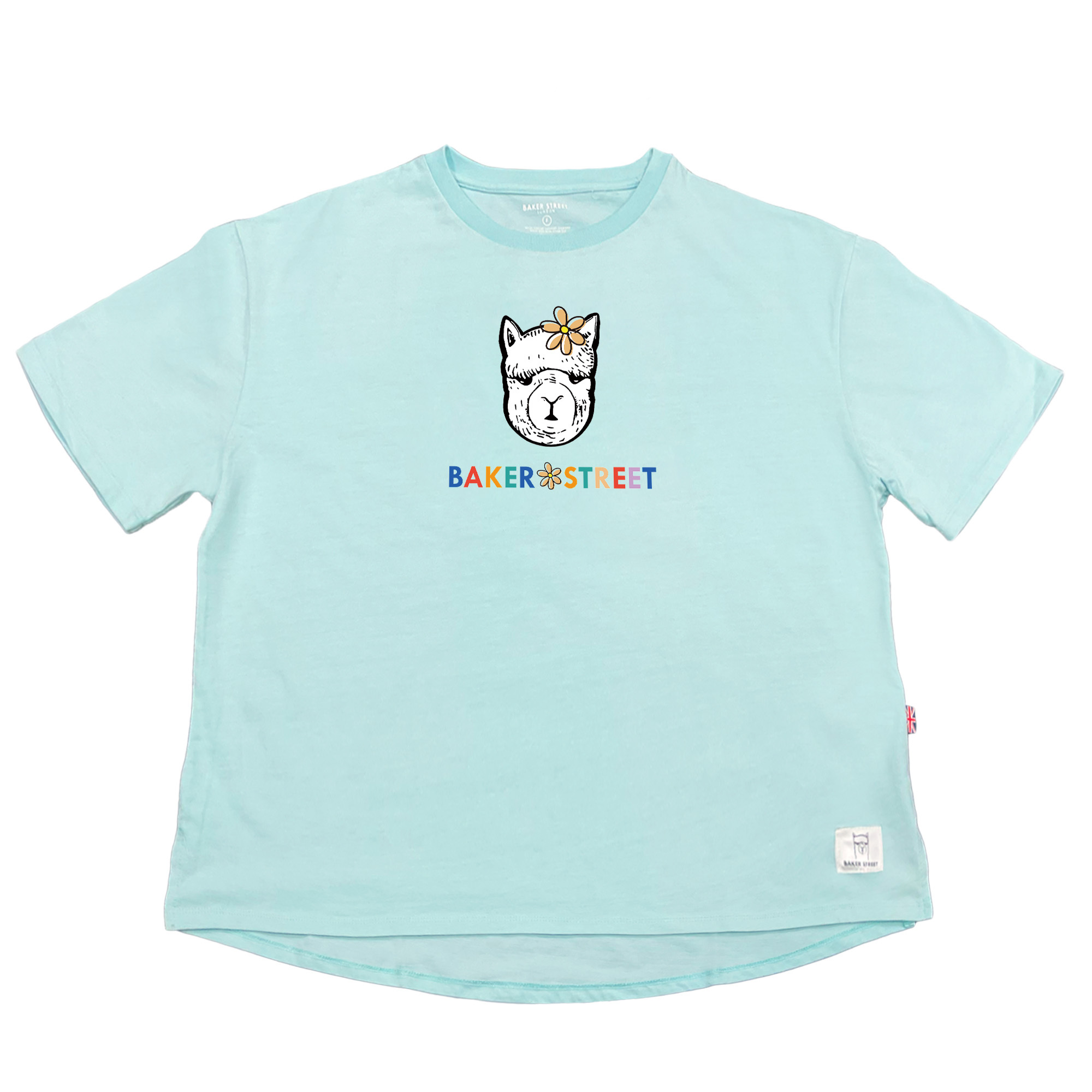 Flower Alpaca 羊駝花花 前短後長女T恤