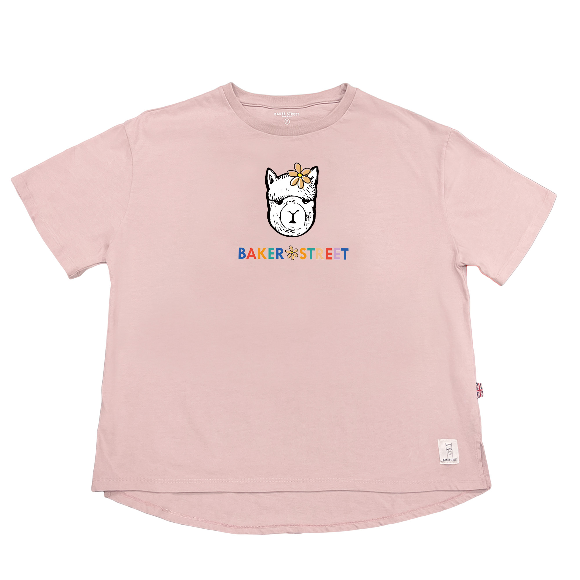 Flower Alpaca 羊駝花花 前短後長女T恤