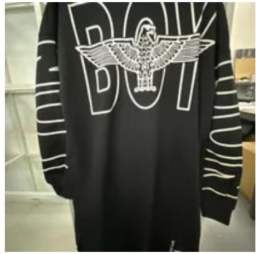 [S] BOYLONDON BIG LOGO LETTERING WITH EAGLE PRINT T-SHIRT DRESS,BLACK/WHITE, B83OP1211F89 (SBB283)