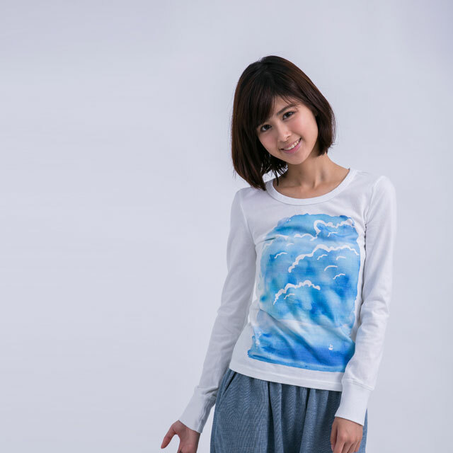 多雲 蜜桃棉 長袖 女T 戀人白