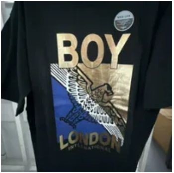 [S] BOYLONDON DIAGONAL GRAPHIC T-SHIRT,BLACK GOLD, B02TS1362U99 (SBB287)