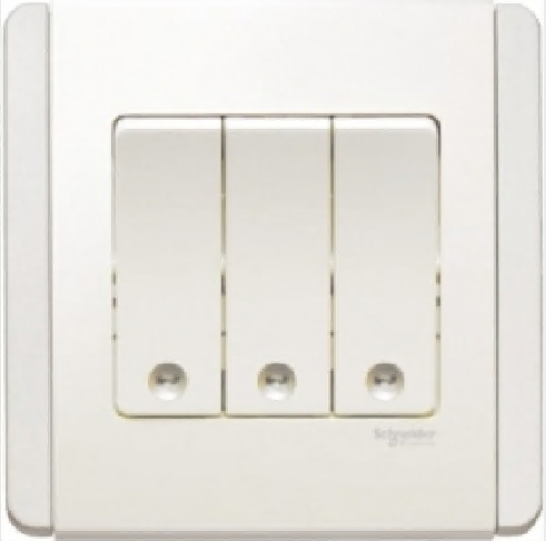 NEO都會(E3000)三位單控直按板開關制連LED燈-[E3033V1-EWWW]