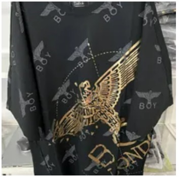 [S] BOYLONDON GEOMETRIC CRUSH T-SHIRT,BLACK GREY, B02TS1134U83 (SBB301)