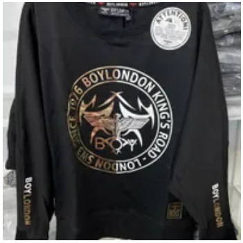 [S] BOYLONDON NINE WOMEN SWEATSHIRT,BLACK/GOLD, B81MT1204F99 (SBB303)