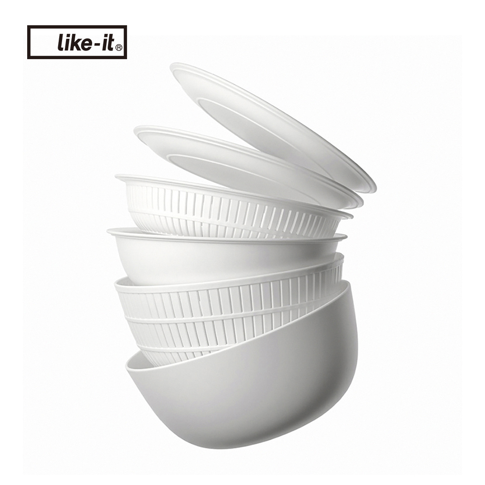 like-it》日本製純白無印風多功能瀝水洗米網盆6件組