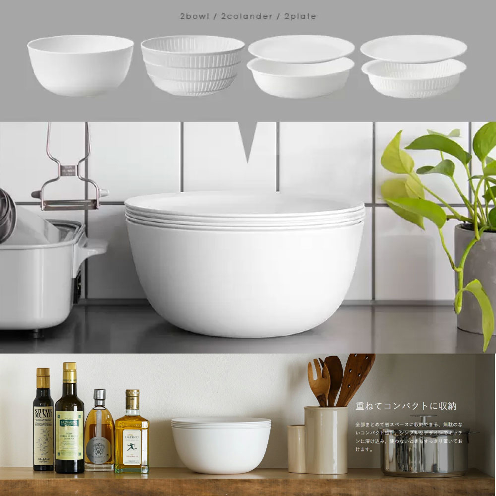 《like-it》日本製純白無印風多功能瀝水洗米網盆6件組