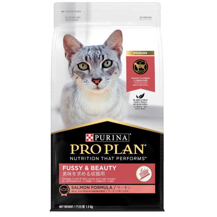 Pro Plan Adult Cat Dry Food - Fussy & Beauty Salmon．1.5kg
