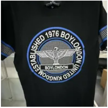 [S] BOYLONDON BOY EAGLE KINDOM ESTABLISHED 1976 PRINT T-SHIRT,BLACK/WHITE, B82TS1431U89 (SBB307)