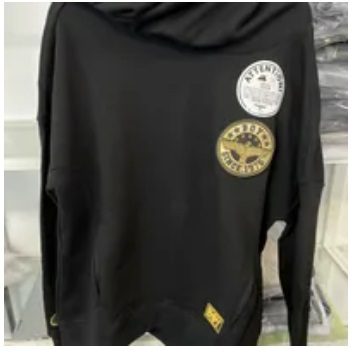 [S] BOYLONDON CIRCLE LOGO PATCH HOODIE SWEATSHIRT,BLACK/GOLD, B63HD21F990 (SBB313)