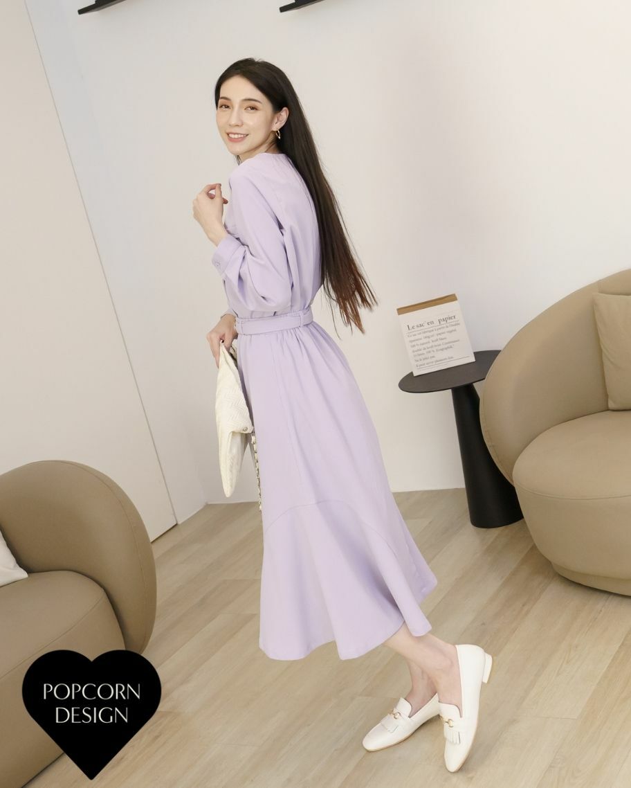 獨家設計扣環魚尾長裙