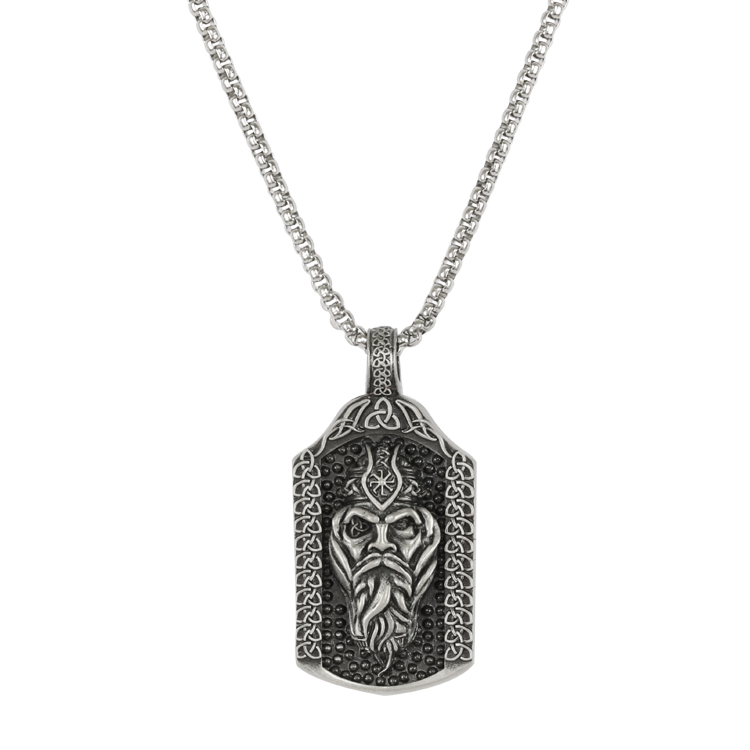 純錫項鍊，男士項鍊 戰神奧丁Odin 維京；統治者&戰士的保護者（3439）