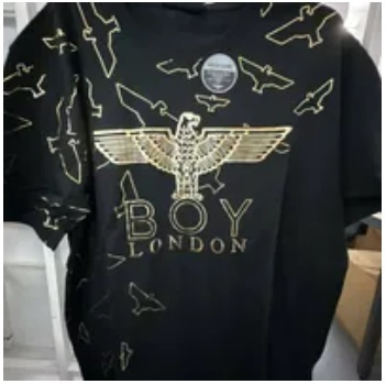 [S] BOYLONDON EAGLE STAMP T-SHIRT,BLACK/GOLD, B02TS1431U99 (SBB325)