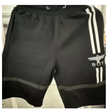 [S] BOYLONDON VERTICAL LINES EAGLE SHORTS,BLACK WHITE, B02SP1602U89 (SBB333)