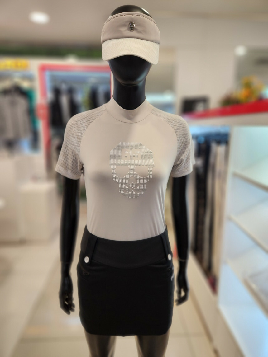 女 303M 韓國Passardi 高球品牌正品折扣/春夏新款 時尚不退流行骷髏skull印花 短袖T恤/高爾夫球衣
