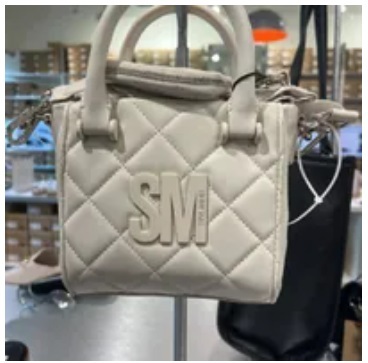 [S] STEVE MADDEN DT617030 BBABI QUILTED TOP HANDLE CROSSBIDY WITH POUCH,WHITE, 193624613586 (SSM95)