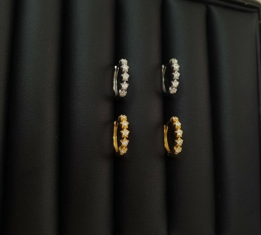 18K白金/黃金星星鑽石耳環