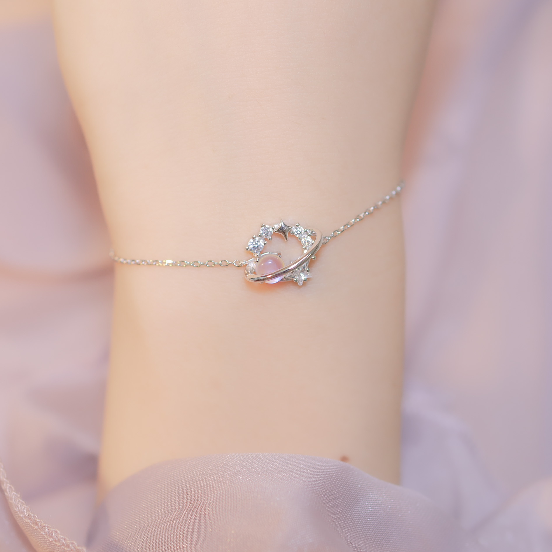 | 925 Silver・ White Gold | Secret Blue Planet Bracelet | BR0947 |