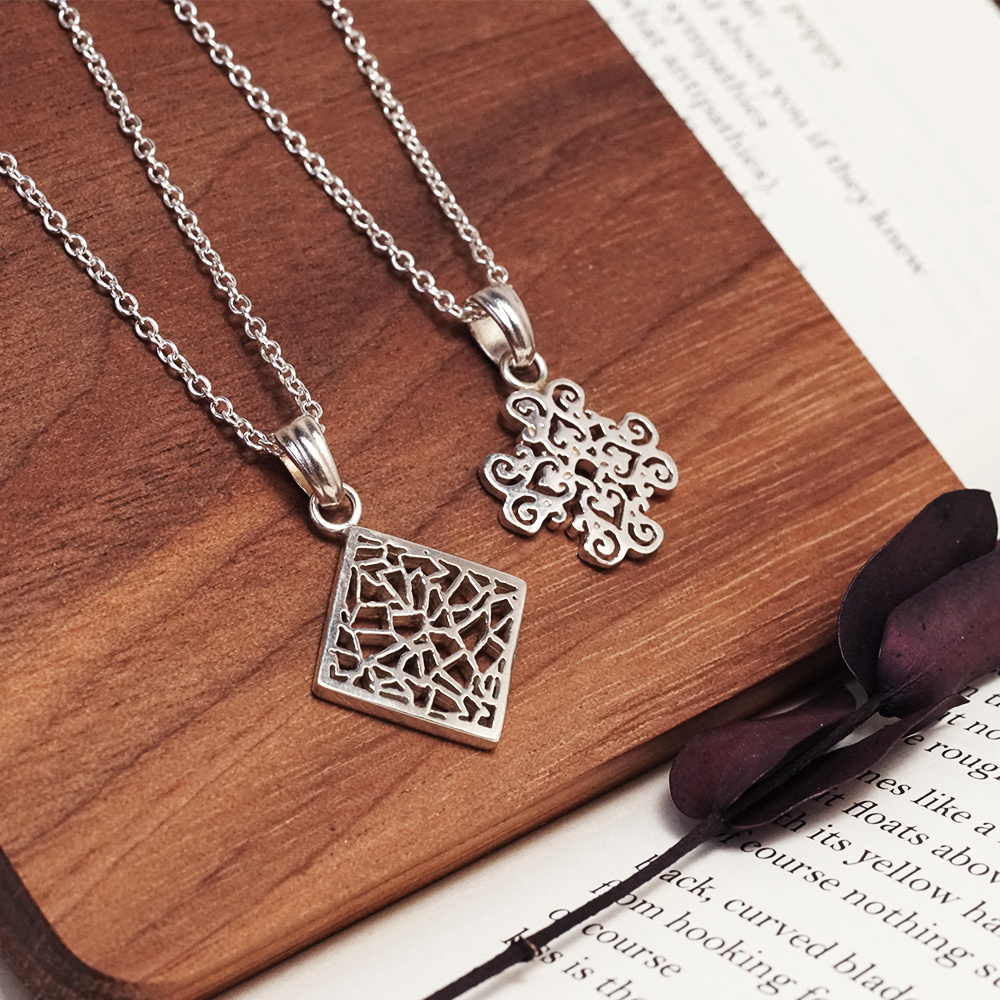 限量絕版設計 窗花項鍊 長祿 雅竹  925純銀項鍊