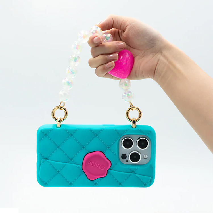 Candies iPhone 15 Pro - 愛心小香風晚宴包(湖水藍)