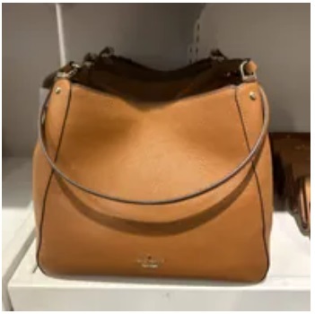 [S] KATE SPADE WKR00344 LEILA PEBBLED LEATHER MEDIUM TRIPLE COMPARTMENT SHOULDER BAG,WARM GINGE, 767883106778 (SKS782)