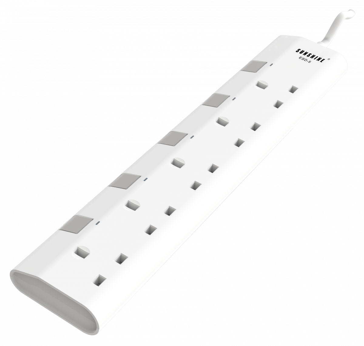 SUNSHINE 陽光 13A 5位獨立開關燈制安全防雷拖板 (連3米線) (ESD-5)