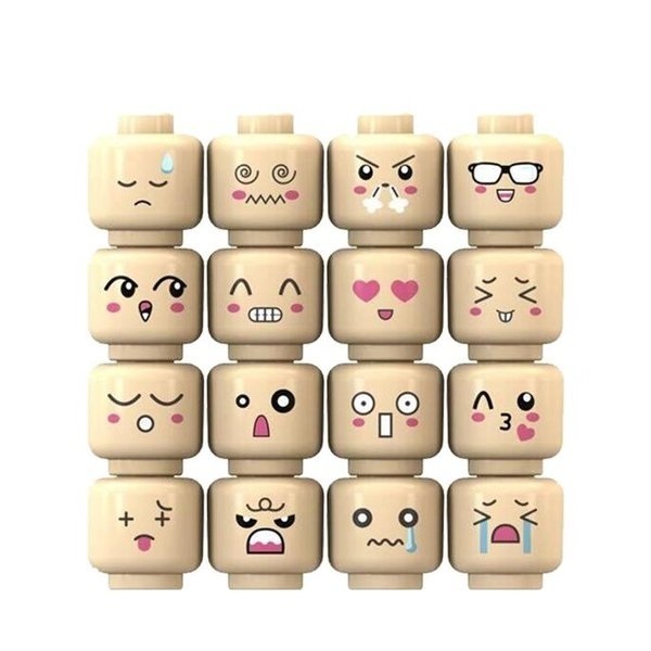 16 PCS / LOT Figure face Emoji Facial Custom Minifigures Minifigs Fit Lego PGPJ5004